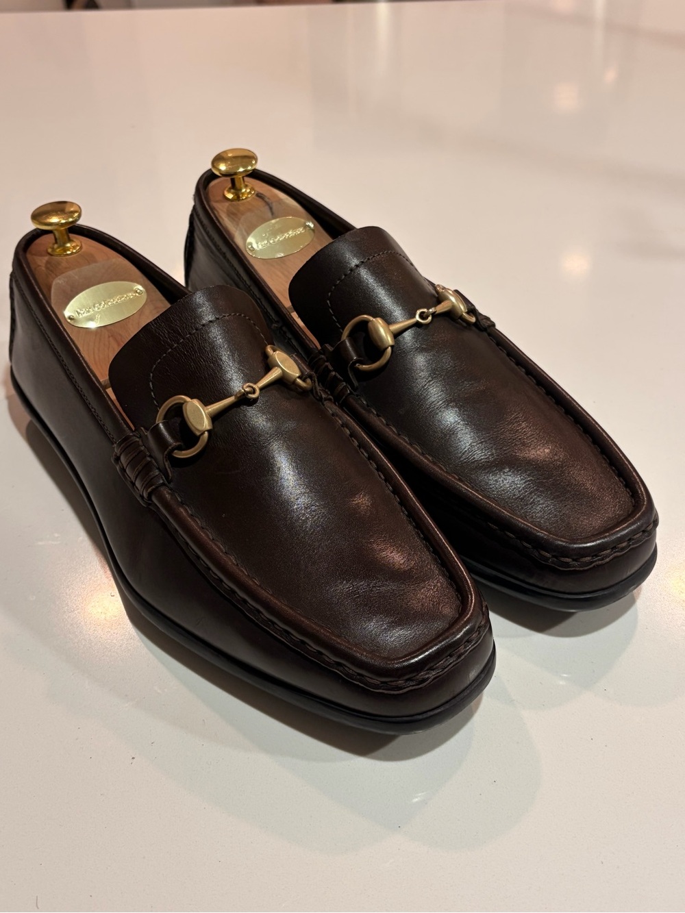 Gucci Men’s Dark Brown Leather Horsebit Loafers US9